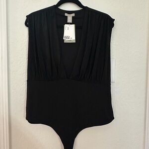 H&M Black Deep V-Neck Bodysuit
